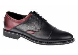 Pantofi casual barbati din piele naturala - Model Negru Visiniu 156NVIS